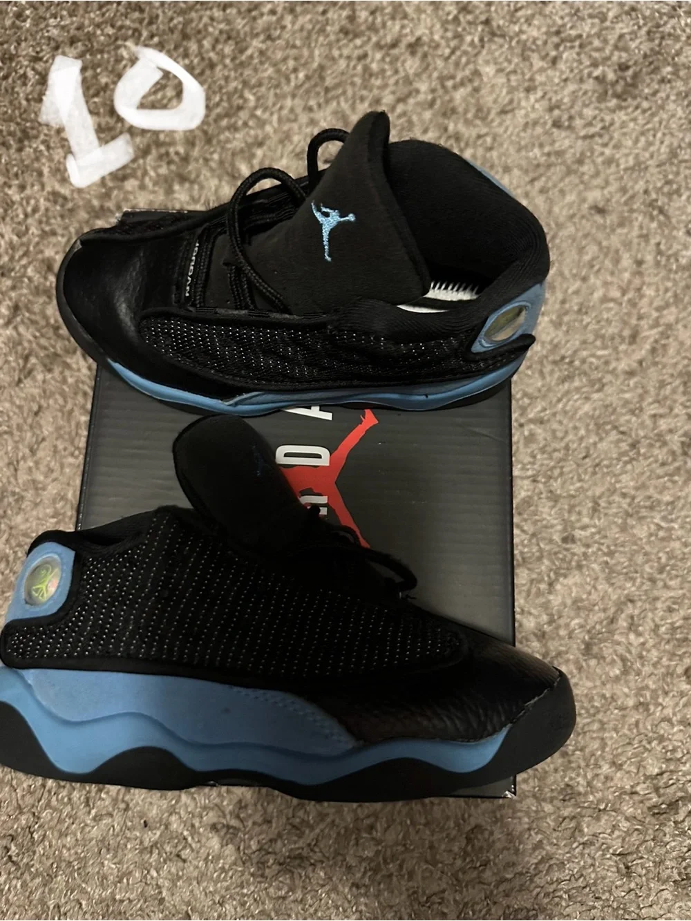 Jordan Black and University Blue Low-Top Basketball Sneakers